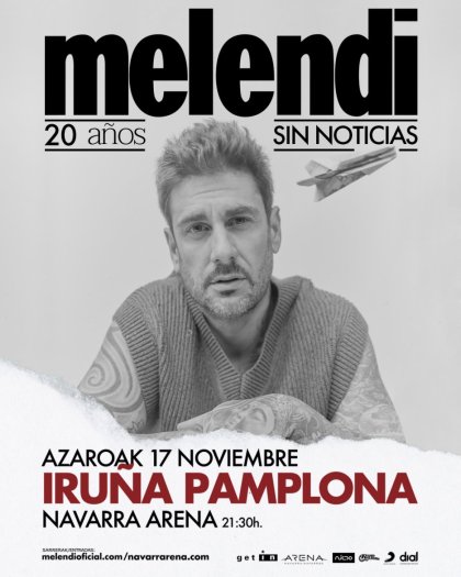 Melendi actuará en Navarra Arena el 17 de noviembre